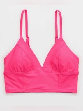 Aerie Pink Longline Triangle Bikini Top